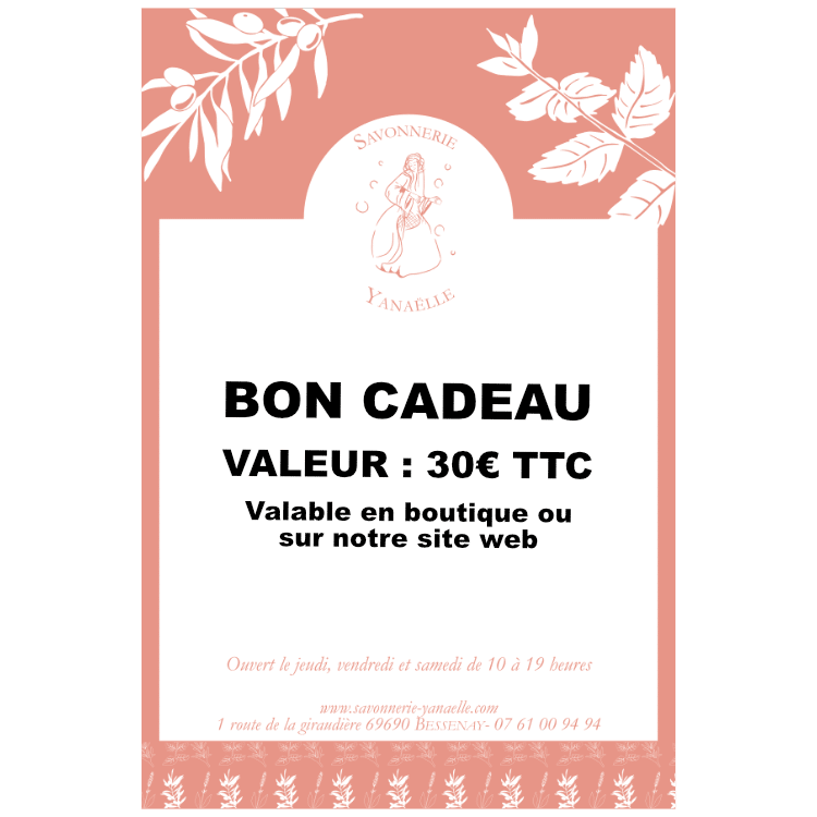Bon cadeau de 30€ - Savonnerie Yanaëlle