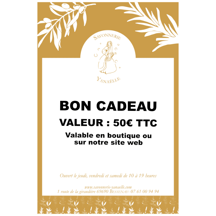 Bon cadeau de 50€ - Savonnerie Yanaëlle